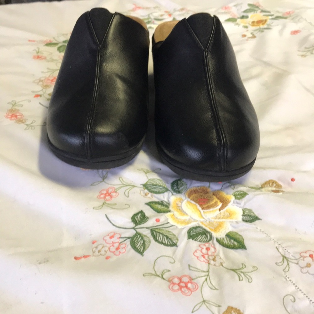 Black clogs, 2 inch heel,